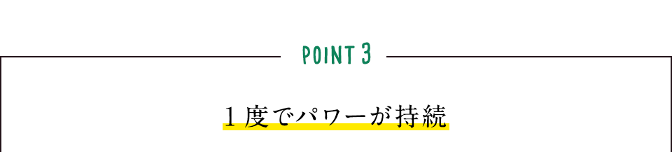 POINT3 1度でパワーが持続