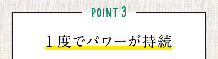POINT3 1度でパワーが持続