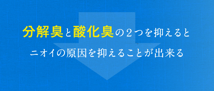 分解臭と酸化臭の２つを抑えるとニオイの原因を抑えることが出来る
